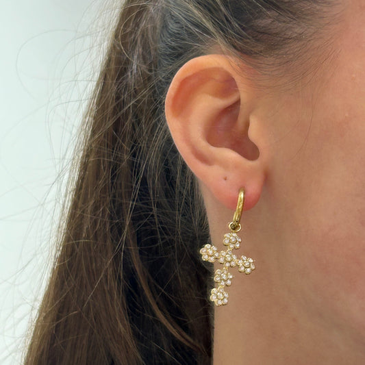 Pendiente Aro con Cruz Brillante