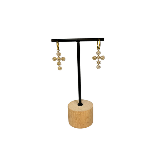 Pendiente Aro con Cruz Brillante