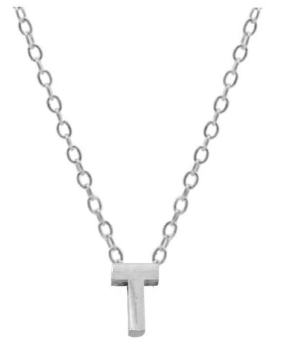 Collares Letras Pequeñas Plateadas