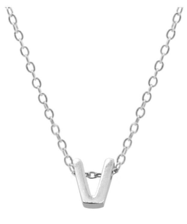 Collares Letras Pequeñas Plateadas