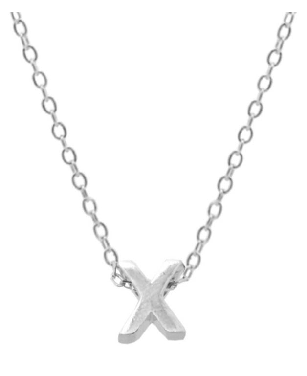 Collares Letras Pequeñas Plateadas